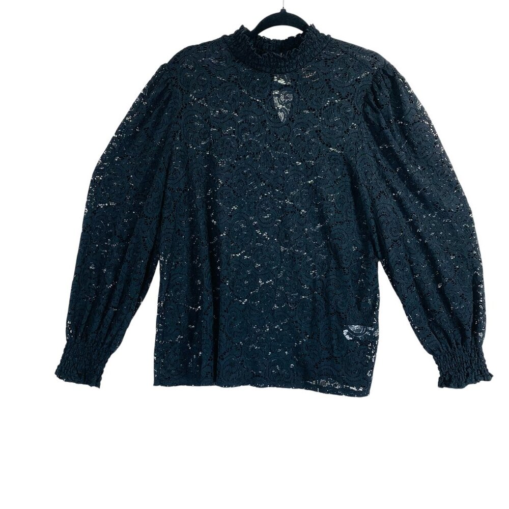 Reitmans plus size lace long sleeve top black mock neck plus size 2x